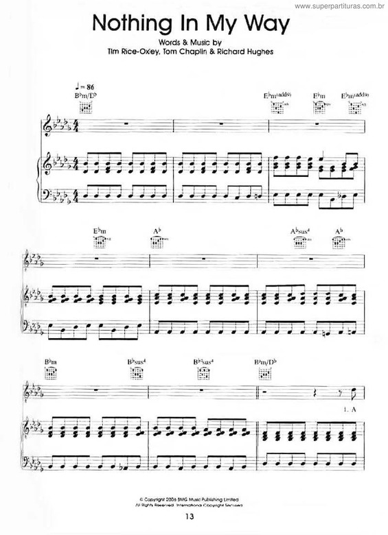 Partitura da música Nothing In My Way