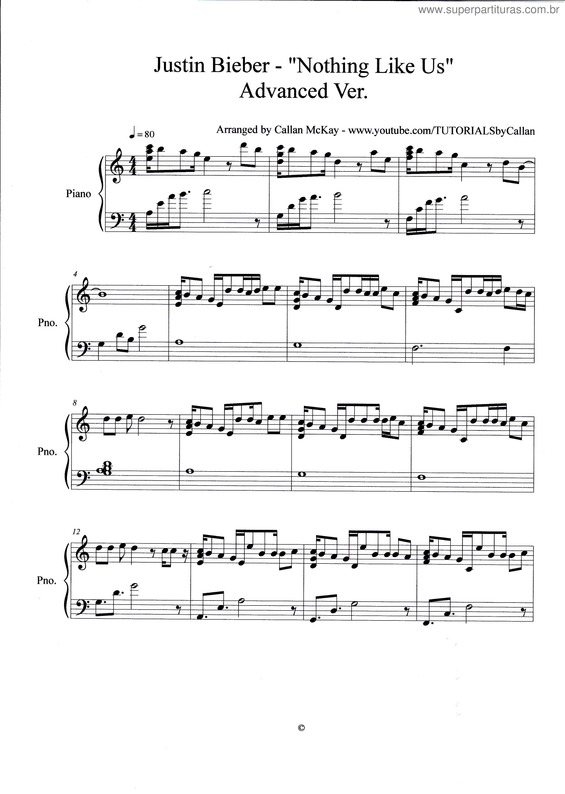 Partitura da música Nothing Like Us v.2