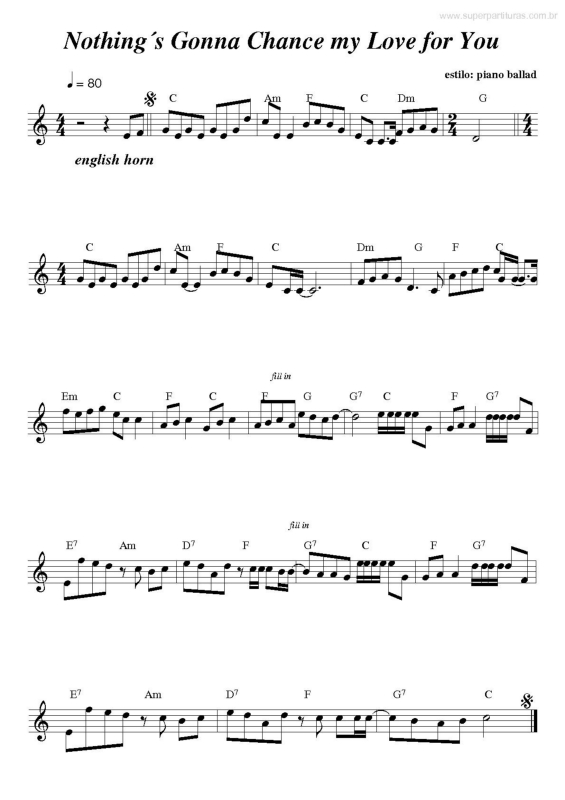 Partitura da música Nothing`s Gonna Chance my Love for You