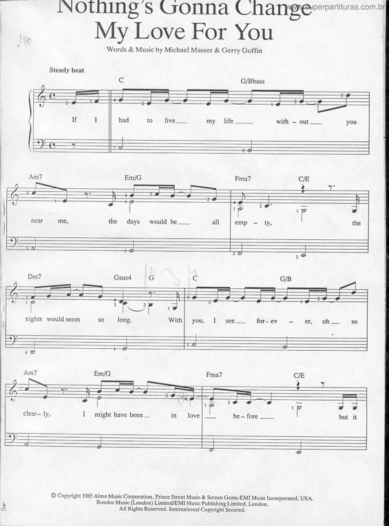 Partitura da música Nothing`s Gonna Change My Love For You