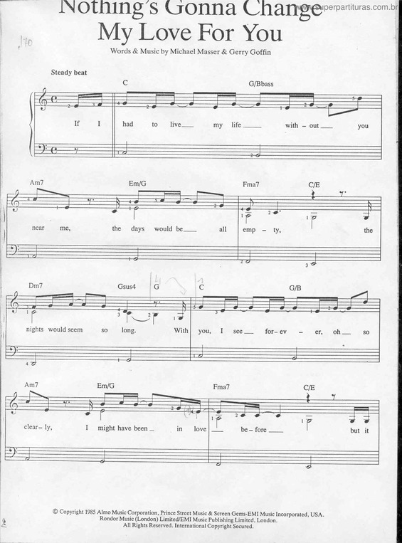 Partitura da música Nothing`s Gonna Change My Love For You