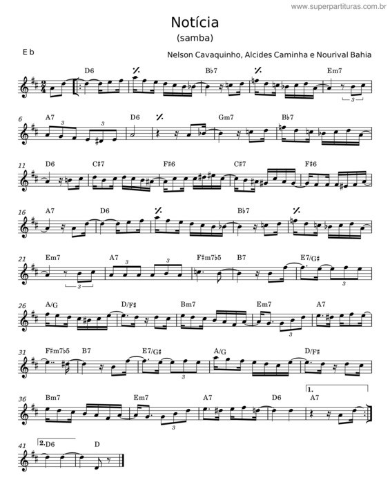Partitura da música Notícia – Nelson Cavaquinho
