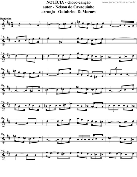 Partitura da música Notícia