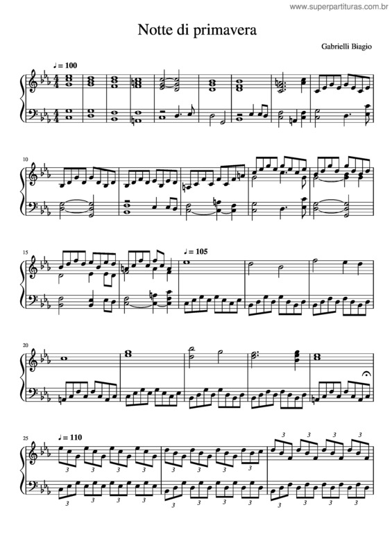 Partitura da música Notte Di Primavera
