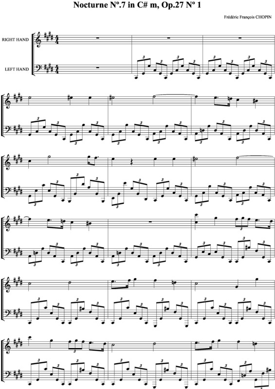 Partitura da música Noturno em Cm no.07 Op.27 no.1