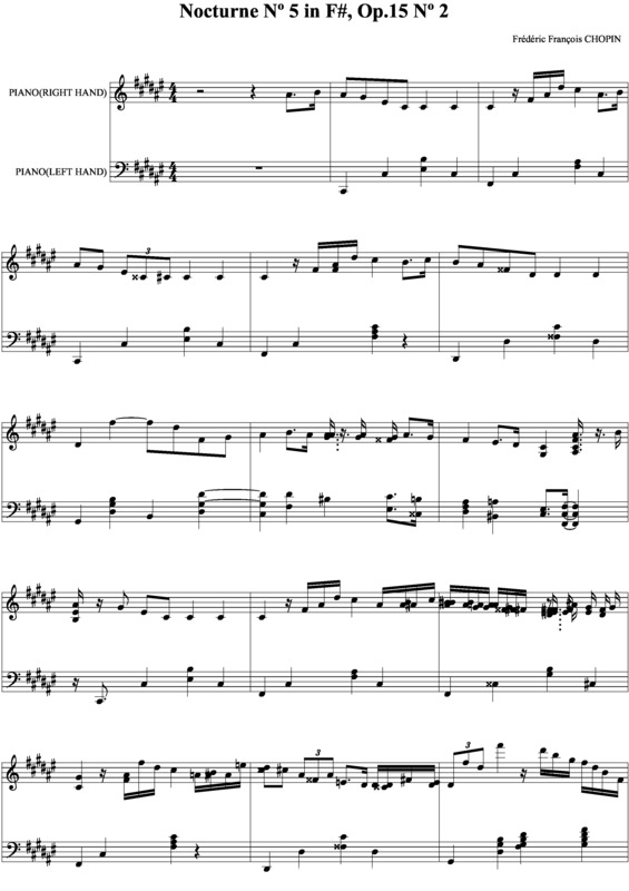 Partitura da música Noturno em Dm no.05 Op.15 no.2