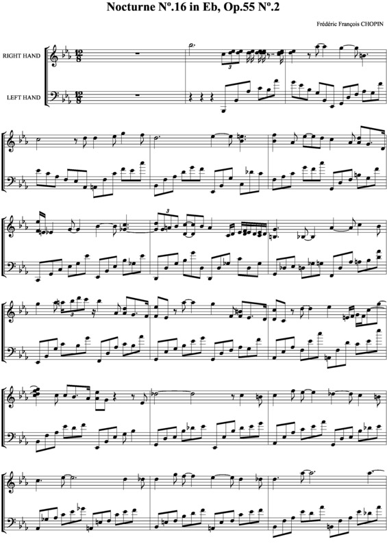 Partitura da música Noturno em Ebm no.16 Op.55 no.2