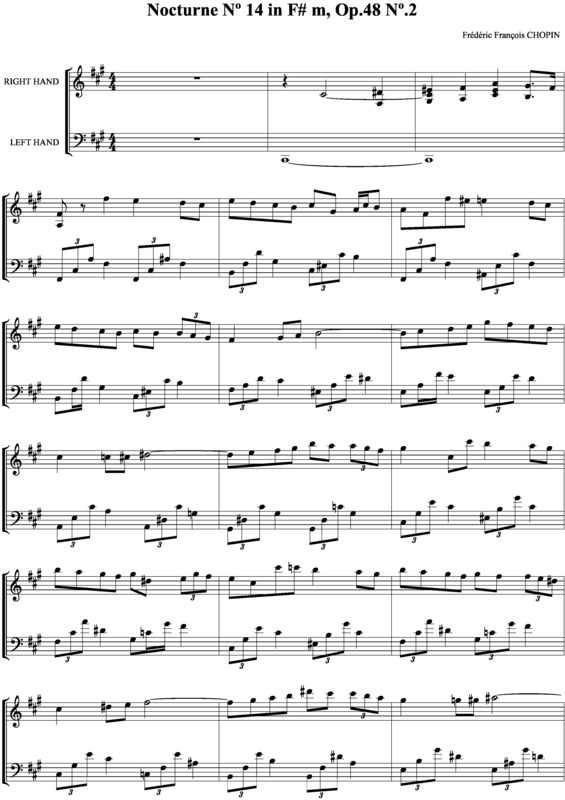 Partitura da música Noturno em Fm no.14 Op.48 no.2