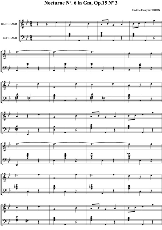 Partitura da música Noturno em Gm no.06 Op.15 no.3