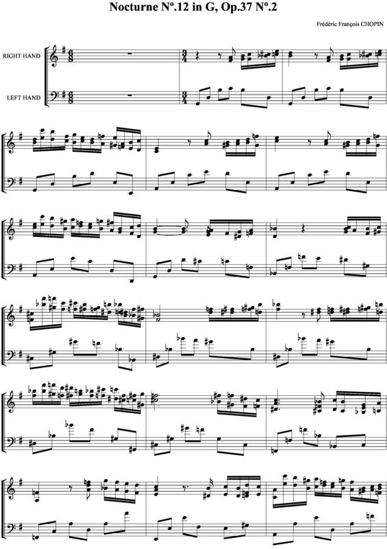 Partitura da música Noturno em GM no.12 Op.37 no.2