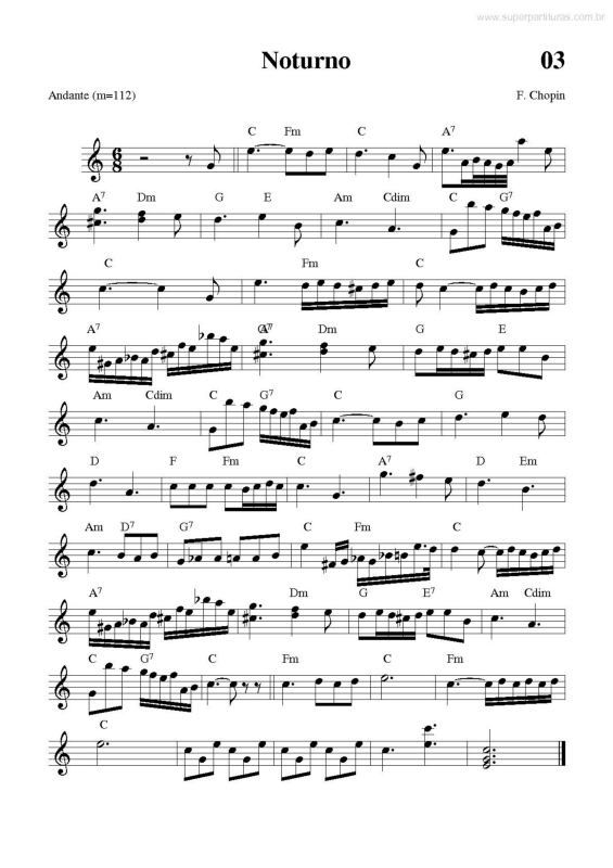 Partitura da música Noturno no 3