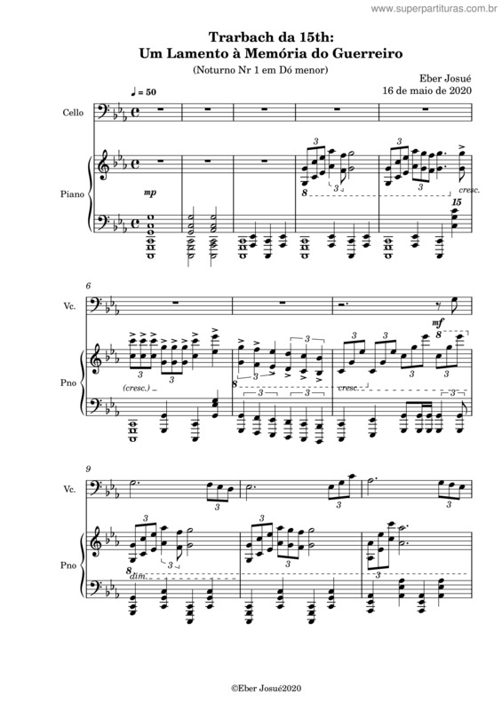 Partitura da música Noturno Nr 1 Em Dó Menor Trarbach Da 15Th: Um Lamento À Memória Do Guerreiro – Eber Josué
