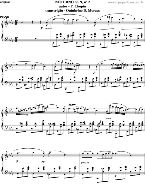 Partitura da música Noturno Op. 9