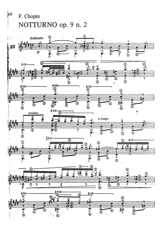 Partitura da música Noturno Op 9 N. 2