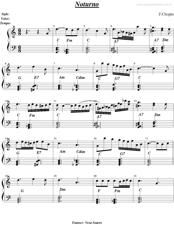 Partitura da música Noturno v.2