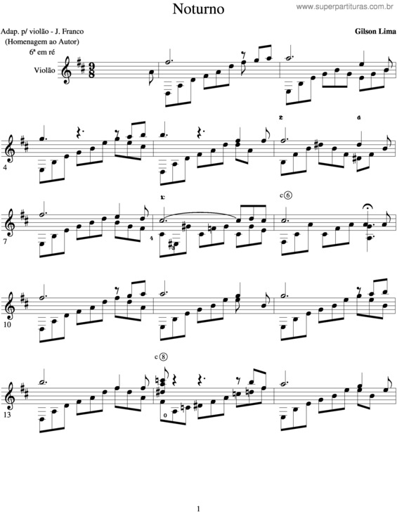 Partitura da música Noturno v.4