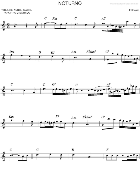 Partitura da música Noturno