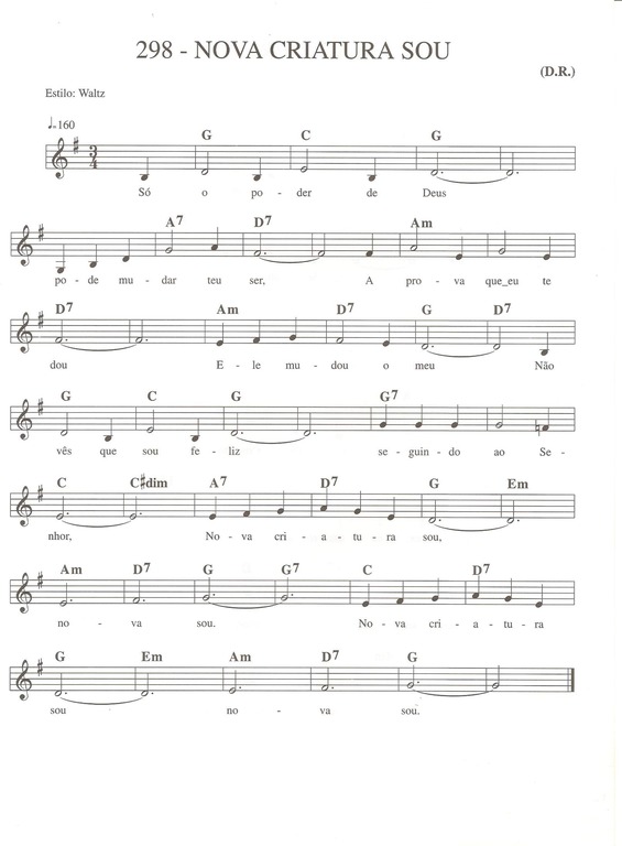 Partitura da música Nova Criatura Sou