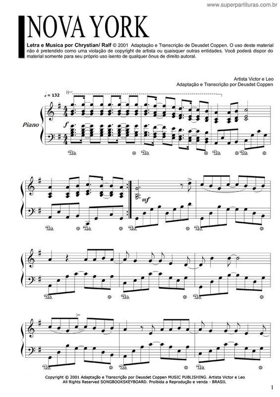 Partitura da música Nova York