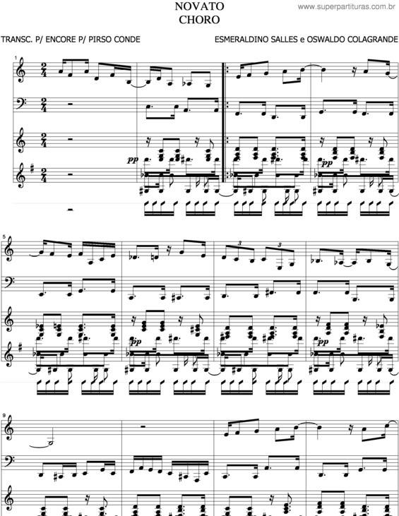 Partitura da música Novato