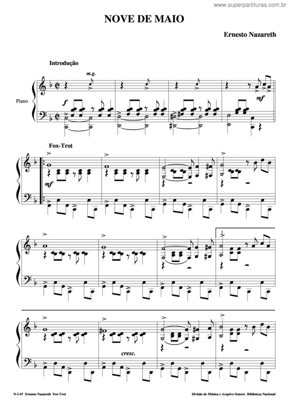 Partitura da música Nove De Maio