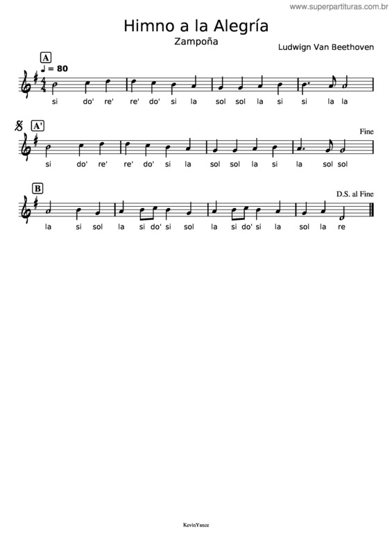Partitura da música Novena Sinfonía – Himno A La Alegría – Ludwig Van Beethoven