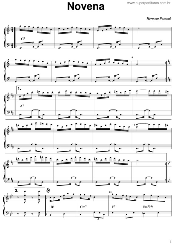 Partitura da música Novena