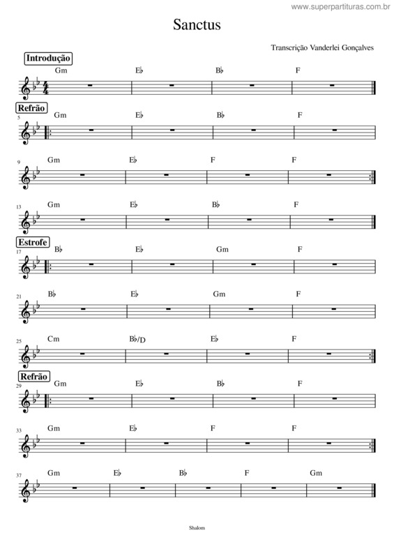 Partitura da música Novo Amanhecer – Comunidade Católica Shalom Comunidade Católica Shalom Sanctus – Cifra