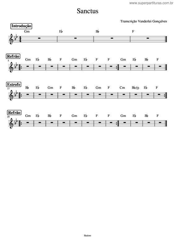 Partitura da música Novo Amanhecer – Comunidade Católica Shalom Sanctus Cifra – Comunidade Católica Shalom