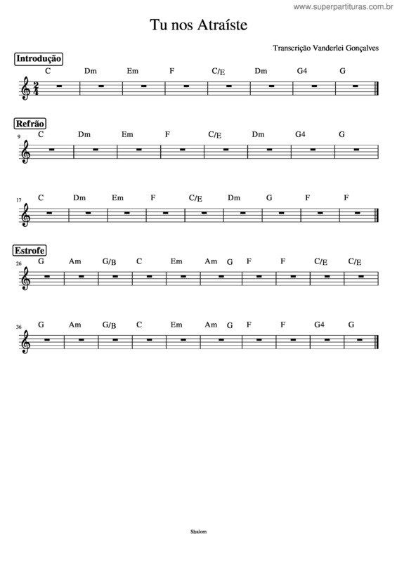 Partitura da música Novo Amanhecer – Comunidade Católica Shalom Tu Nos Atraíste – Comunidade Católica Shalom
