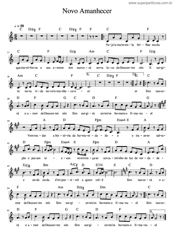 Partitura da música Novo Amanhecer v.4