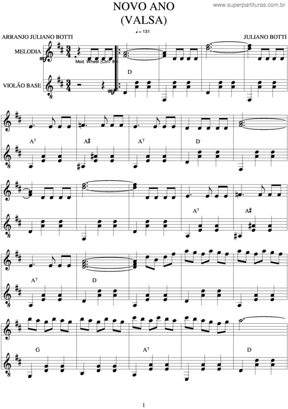 Partitura da música Novo Ano