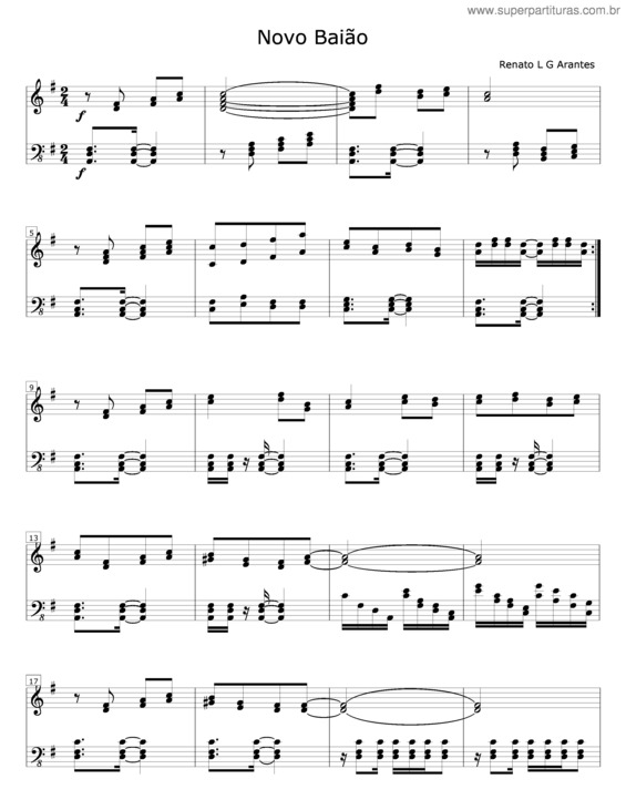 Partitura da música Novo Baião