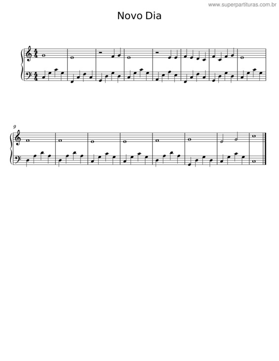Partitura da música Novo Dia