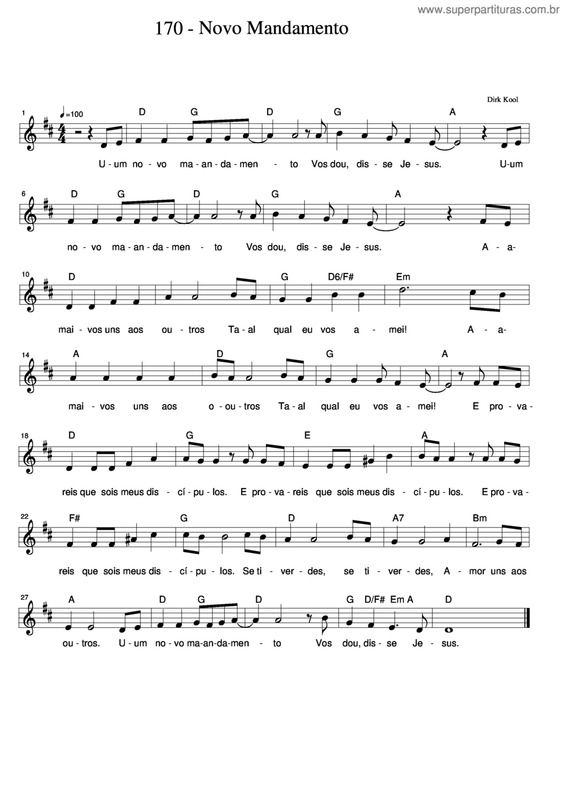 Partitura da música Novo Mandamento