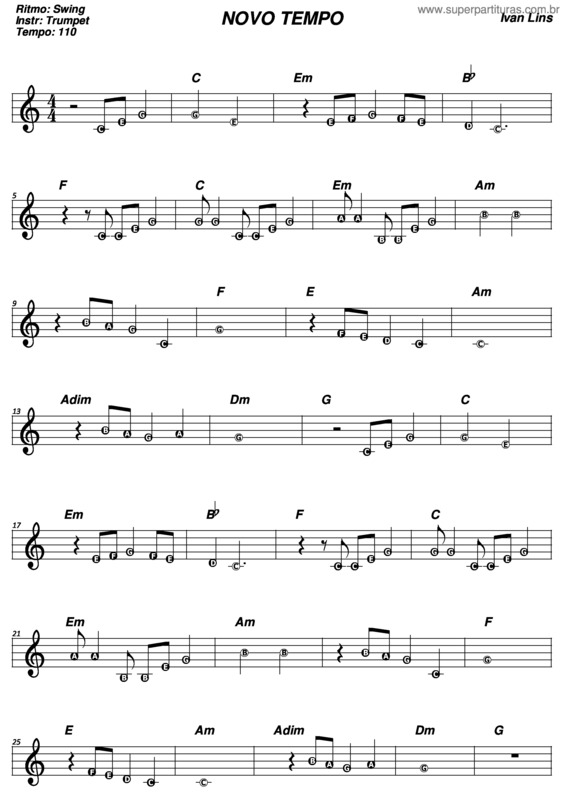 Partitura da música Novo Tempo