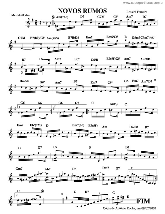 Partitura da música Novos Rumos v.2
