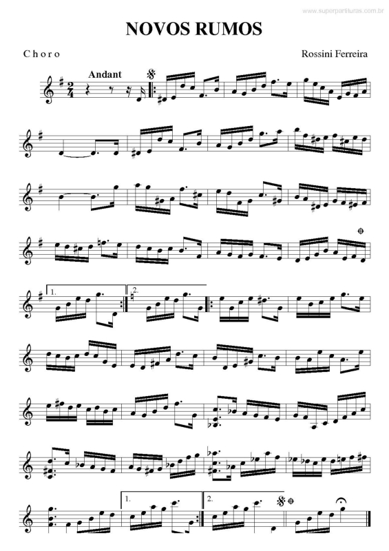 Partitura da música Novos Rumos