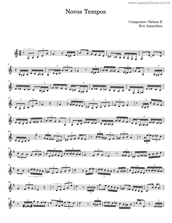 Partitura da música Novos Tempos – Nelson E