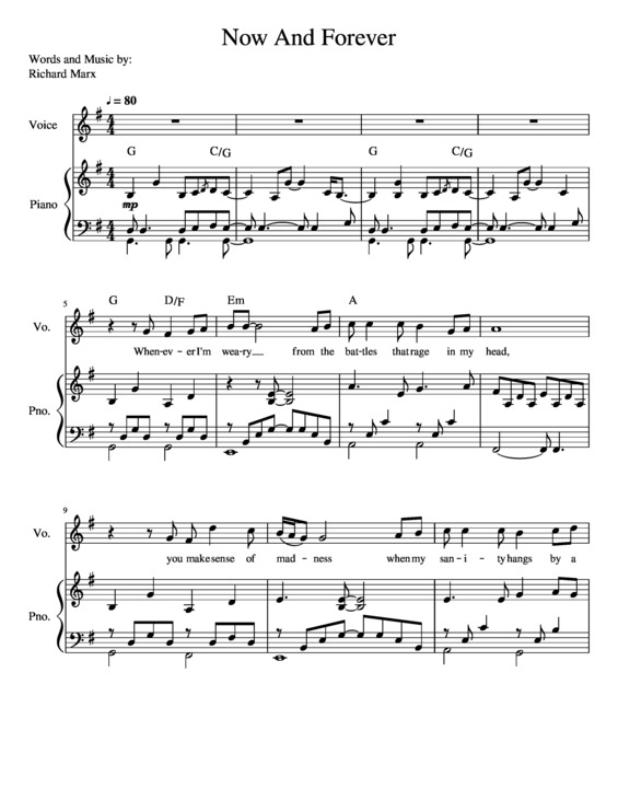 Partitura da música Now and Forever v.3