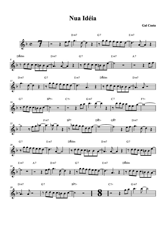 Partitura da música Nua Ideia v.3