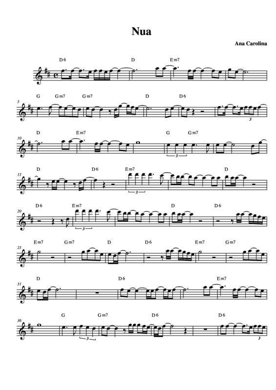 Partitura da música Nua v.2