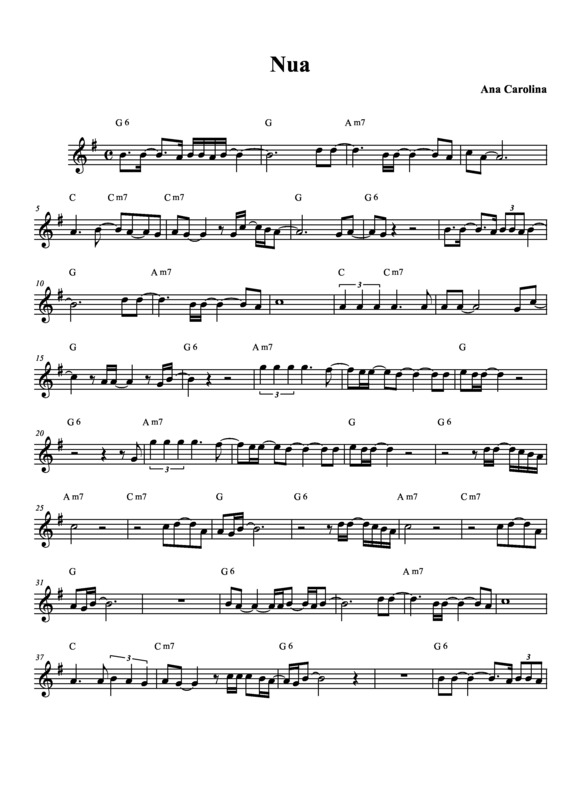 Partitura da música Nua v.3