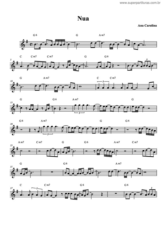 Partitura da música Nua v.4