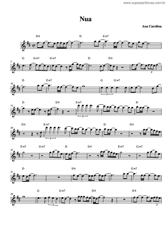 Partitura da música Nua v.5