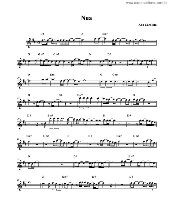 Partitura da música Nua