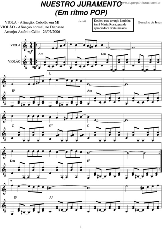 Partitura da música Nuestro Juramento v.3