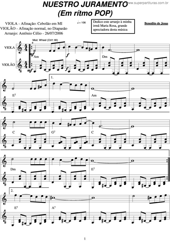 Partitura da música Nuestro Juramento