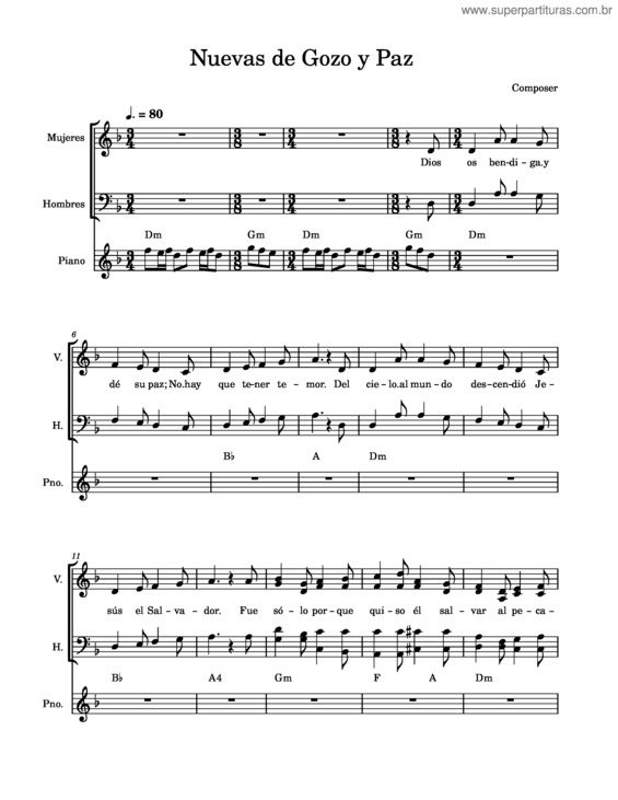 Partitura da música Nuevas De Gozo Y Paz – Anonymous/Anonymous