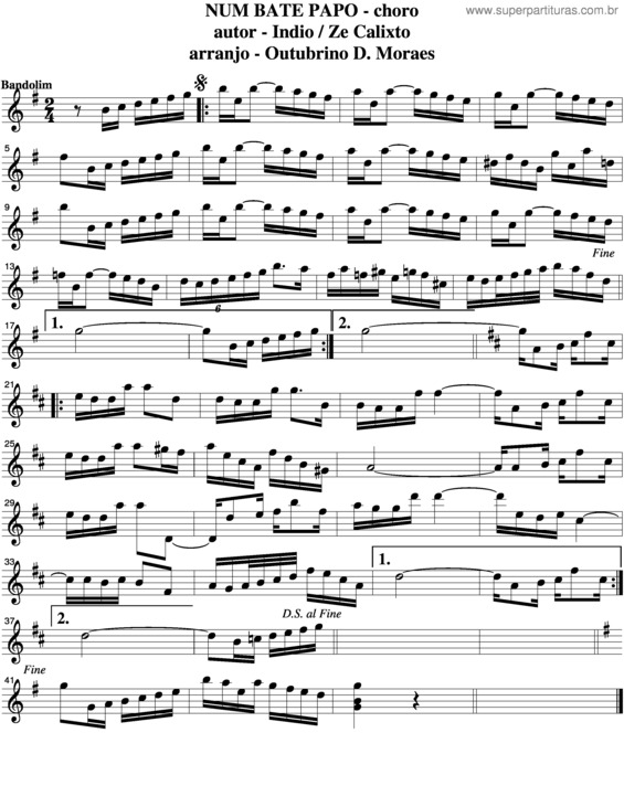 Partitura da música Num Bate Papo